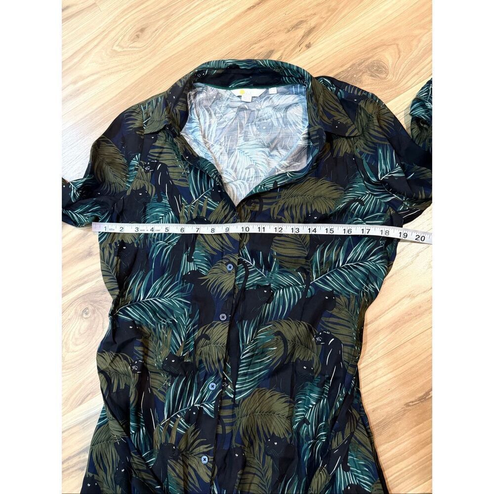 Boden long-sleeve midi shirt dress panthers tropical print size 6R - Picture 9 of 10